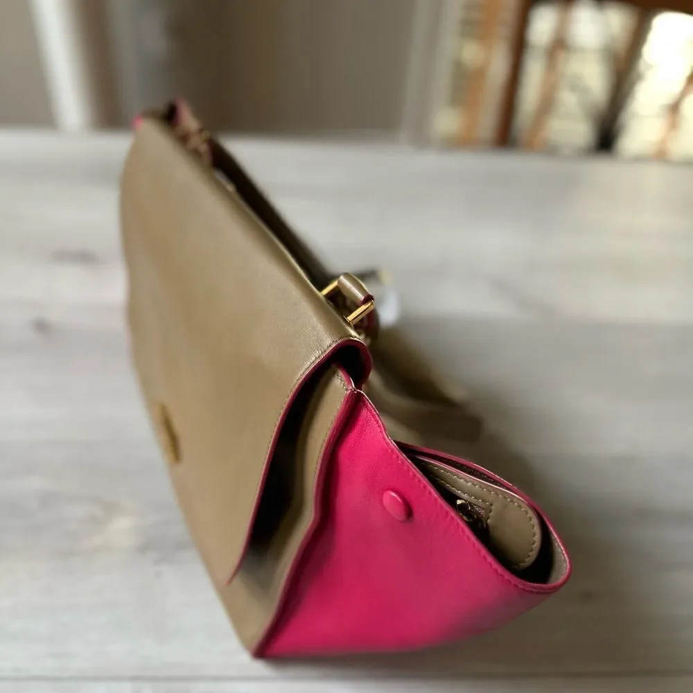 Celine Medium Bicolor pink/ Tan Leather Bag W/Shoulder Strap‎ NEW IN PKG - Picture 13 of 13